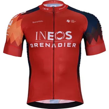 Cyklistické oblečení BONAVELO Cyklistický dres s krátkým rukávem - INEOS GRENADIERS '24 - modrá/červená 3XL