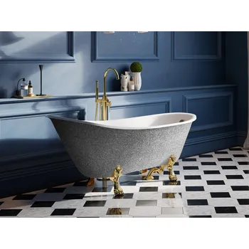 Vana HOPA Volně stojící vana OLAYA Glam - stříbrná + Barva - GLAM 02 - stříbrná, Nožičky k vaně - Černé, Rozměr vany - 160 × 68 cm, VANOLA160BG2