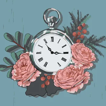 Malování podle čísel - Kapesní hodinky Velikost: 30x30cm, Rámování: Pouze srolované plátno