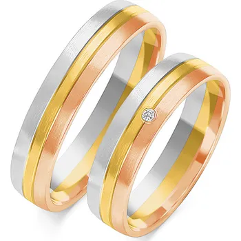 Prsten SOFIA zlatý dámský snubní prsten ZSOE-71WWG+YG+RG