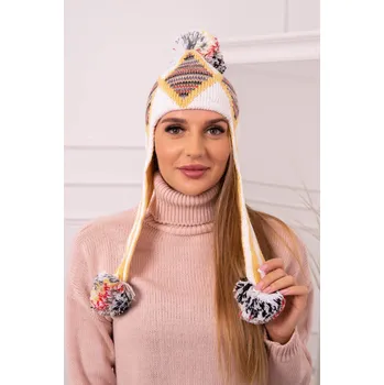 Čepice Dámská klapka na uši Eunika K322 bílá+žlutá UNI