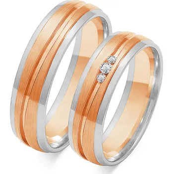 Prsten SOFIA zlatý dámský snubní prsten ZSOE-209WRG+WG-DIA