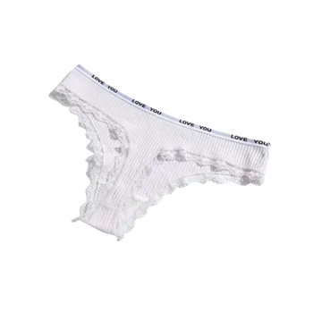 Kalhotky Dámská bavlněná tanga žebrovaného vzhledu s nápisem "LOVE YOU" 10 ks - jednobarevné Barva: levandulová, Velikost: XL