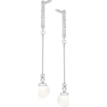 Náušnice Olivie Stříbrné řetízkové náušnice s perlou 2410 Ag 925; ≤1,5 g.