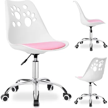 Jídelní židle Bílorůžová otočná židle Grover