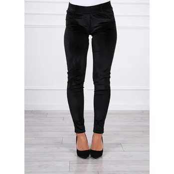 Dámské kalhoty Velurové kalhoty černé XL-2XL-3XL