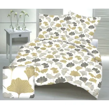 Povlečení Povlečení krepové Ginko zlaté TiaHome 1x Polštář 90x70cm, 1x Přikrývka 140x200cm