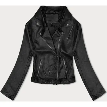 Černá bunda ramoneska s opaskem (11Z8061) odstíny černé S (36)