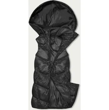 Dámská vesta Dlouhá černá péřová vesta s kapucí (5M3183-392) odstíny černé XL (42)