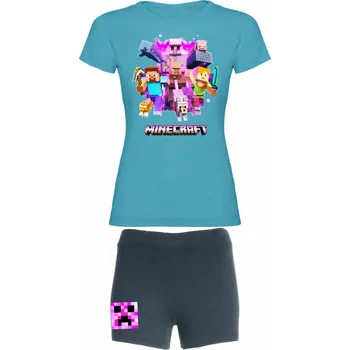 Dívčí letní set Minecraft pink Barva: Tyrkys, Velikost: S