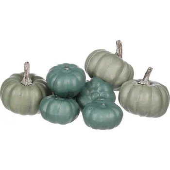 umělá květina Sada modrých dekoračních dýní, 6 ks, mix druhů, plast, zelená