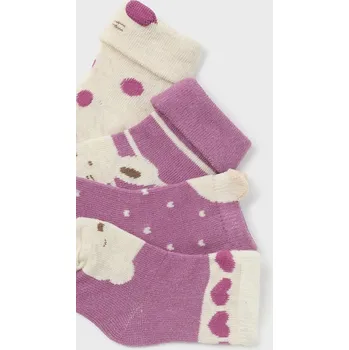 Dětská móda Set 4 ponožek Mayoral 9658 růžové, béžové, zelená barva: růžová, Rozměr: 0 měsíců