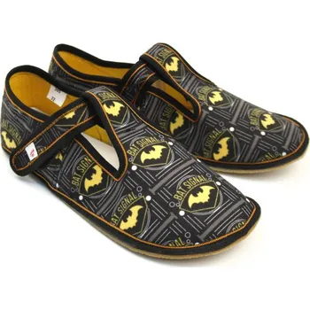 Chlapecké bačkory Bačkory přezůvky BAREFOOT EF 395 Bat Signal černožluté velikost: 34