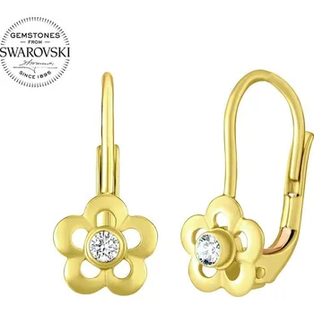 Náušnice SILVEGO zlaté dětské náušnice s přírodním čirým topazem Swarovski® Gemstones