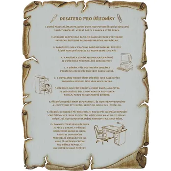 Desatero pro úředníky č.717 pergamen na prekližce