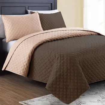 Přehoz na lůžko Oboustranný přehoz na postel Piruu cappuccino čokoládová barva (Z)