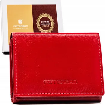 Peněženka Peterson Červená malá kožená peněženka Y394 [DH] PTN RD-SWZX-86-GCL Velikost: ONE SIZE