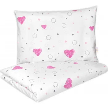 Povlečení BABY NELLYS Dětské povlečení, bavlna 2D 140x200/70x80, I love Girl, Baby Nellys, růžová/bílá 140x200 / 70x80 cm