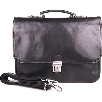 Kabelka Celokožená velká černá hladká kožená aktovka Giglio no. 224