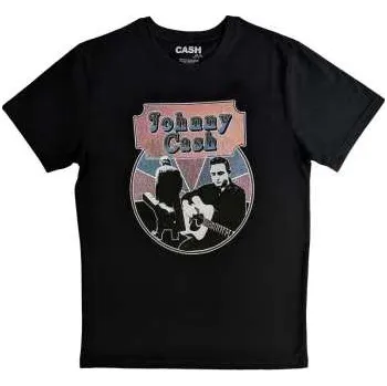 Pánské oblečení Merch Johnny Cash: Johnny Cash Unisex T-shirt: Walking Guitar & Front On (large) L