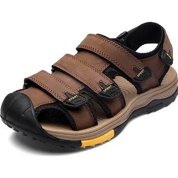 Dámské sandále Pánské outdroorové sandály páskové kožené boty na léto Barva: Tmavě Hnědá, Velikost: 38
