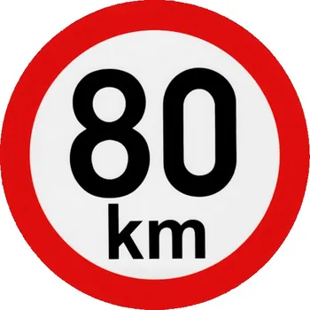 Samolepicí dekorace na vozidlo Autolamp Rychlostní samolepka 80 km, průměr 150 mm, REFLEXNÍ