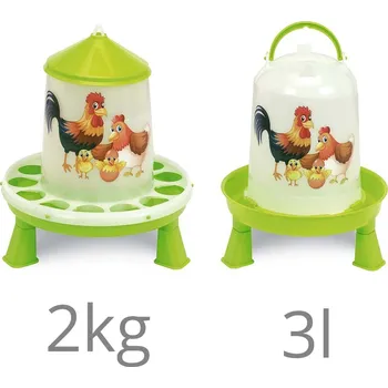 Napáječka pro ptáka Krmítko a napáječka pro slepice 2kg a 3l GAUN závěsné pro 6-10 Šťastných slepic