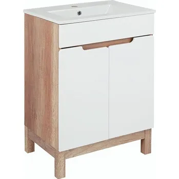 Koupelnový nábytek Doris 60-2D koupelnová skříňka s keramickým umyvadlem dub country/bílá