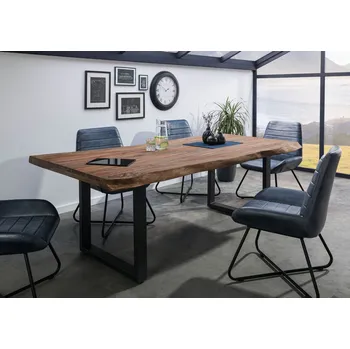 Jídelní stůl Stůl Palisandr 260x100x77 šedě mořený / U-nohy antracit matné METALL 5