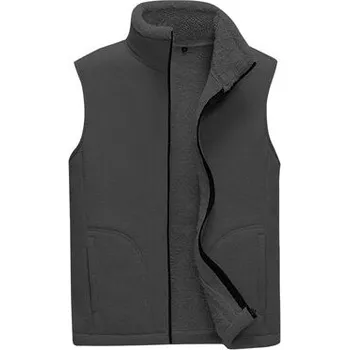 Pánská bunda Kožešinová pánská vesta na zip s kapsami Barva: Tmavě Šedá, Velikost: 8XL