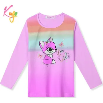 Dívčí tričko Dívčí tričko dl.r. KUGO MC3822, světle růžové (dívčí tričko dlouhý rukáv s liškou)