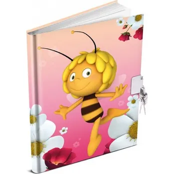 Blok Včelka Mája : Památník se zámkem, růžový (14 x 19 cm) Zápisník
