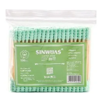 Vatová tyčinka Dřevěné vatové tyčinky | 100 ks - Zelená