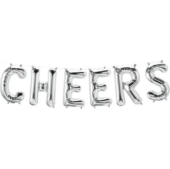 Balónek Fóliový balónek Cheers, stříbrný, 16 palců
