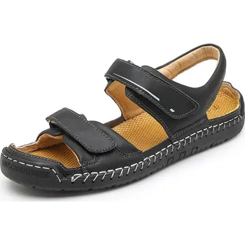 Dámské sandále Kožené pánské sandály na suchý zip trekové Barva: Černá, Velikost: 40