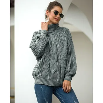 Oversize svetr s copánkovým vzorem Barva: Šedá, Velikost: S