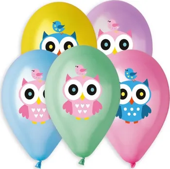 Balónek Amscan Balónek metalický (30cm/12") "SOVA" potisk, 6 ks