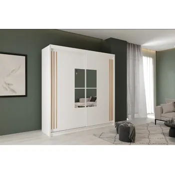 Šatní skříň ARK Šatní skříň IKING, Bílá/Dub Artisan203 cm