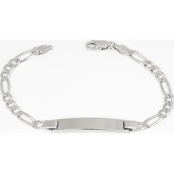 Náramek Pánský stříbrný náramek s destičkou figaro 19 cm 68803F + dárek zdarma