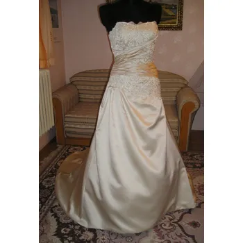 Dámské šaty Ostatní | Saténové svatební šaty s vlečkou - 36-38