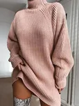 JwC Fashion Pletené šaty se stojáčkem Barva: Růžová, Velikost: S