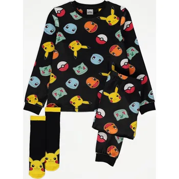 Chlapecké pyžamo GEORGE DÍVČÍ/CHLAPECKÝ KOMPLET PYŽAMO A PONOŽKY "POKÉMON LOAD" Barva: černá, Velikost: 5-6 let (116)