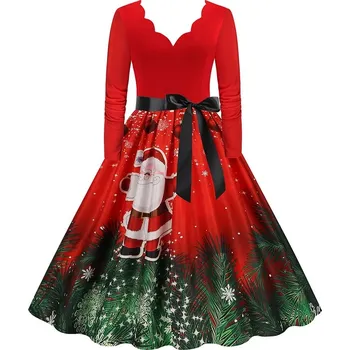 Dámské šaty Áčkové šaty na večer s potisky ve stylu svátků Velikost: XL, Barva (Varianta): Christmas 010
