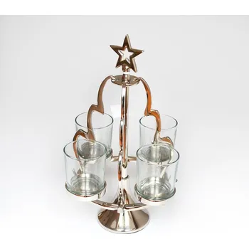 Svícen Svícen závěsný, se skleněnými miskami, kov, 37 x 20 cm