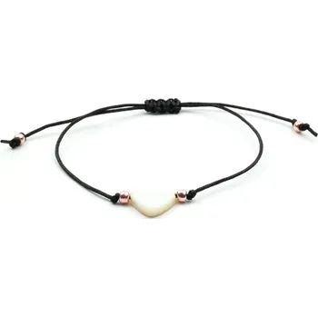 Náramek Moni černý náramek se srdíčkem ze sladkovodní mušle