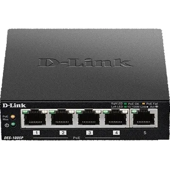 Switch D-Link DES-1005P B1 5-Port 10/100 PoE Desktop Switch, 4x PoE+, 60W pro PoE
