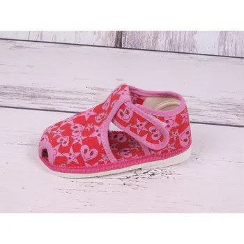 Dívčí bačkory Bačkůrky papučky HP Čechtín 805 se srdíčky suchý zip velikost: 26