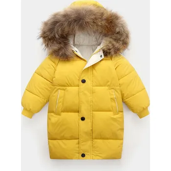 Dívčí bunda Dětská zimní prošívaná prodloužená bunda (3-10 let) Barva: Žlutá, Velikost: 140/7-8 let