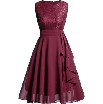 Dámské šaty Dámské elegantní společenské šaty Barva: burgundská, Velikost: L