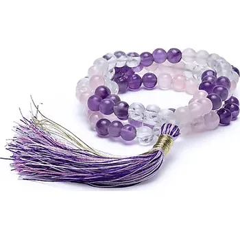 Náhrdelník Milujeme Kameny Ametyst, křišťál a růženín - mála 348588